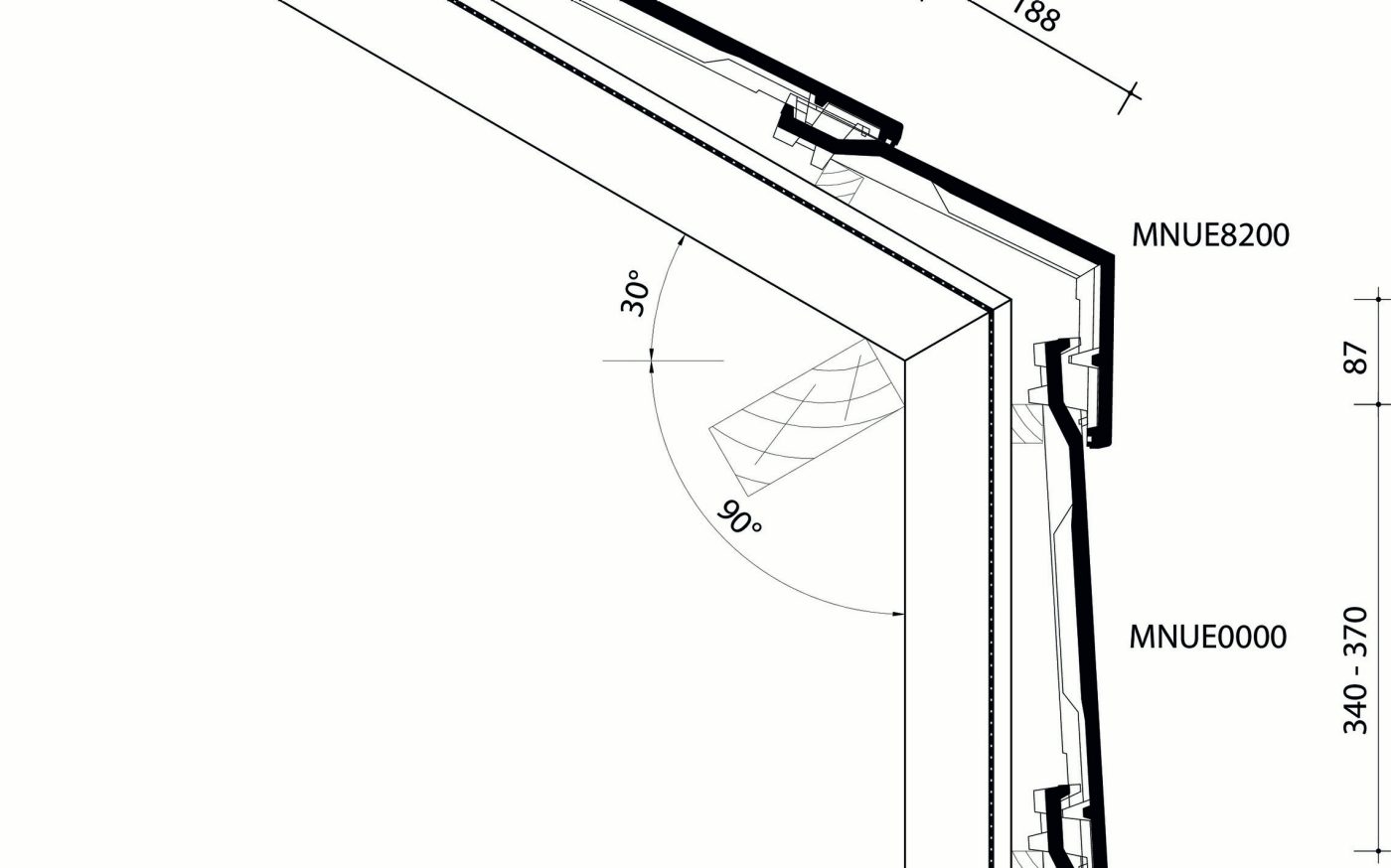 Nueva - Lengtedoorsnede dak ter hoogte van knikpan
