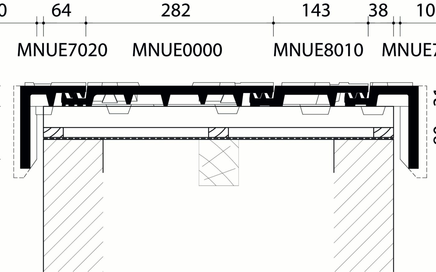 Nueva - Dwarsdoorsnede dak ter hoogte van halve gevelpannen