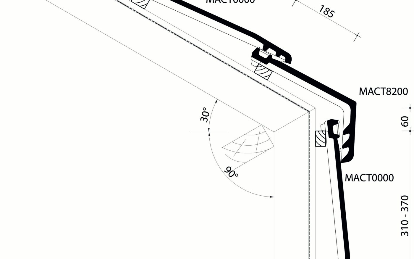 Actua 10 LT - Lengtedoorsnede dak ter hoogte van knikpan