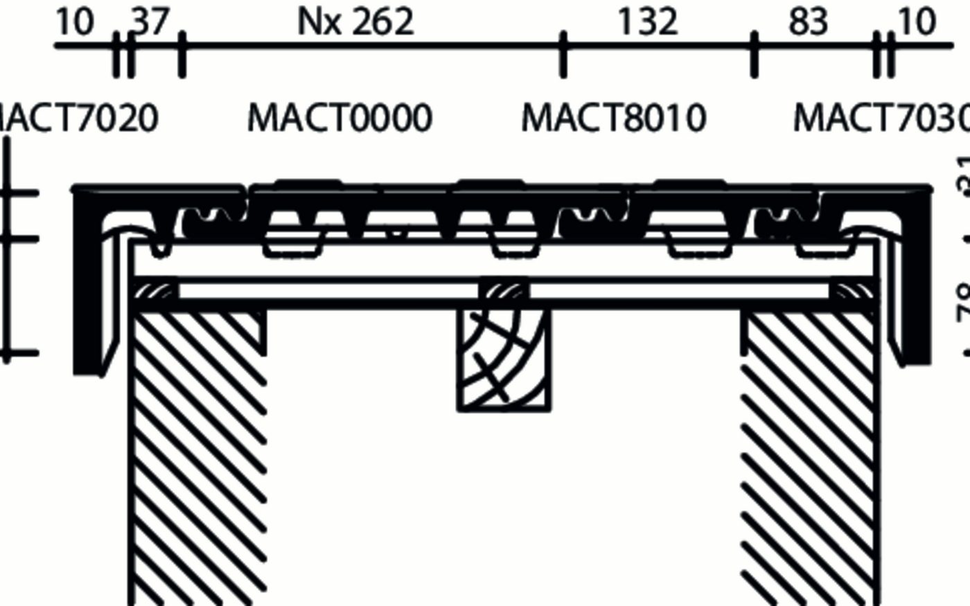 Actua 10 LT - Dwarsdoorsnede dak ter hoogte van halve gevelpannen