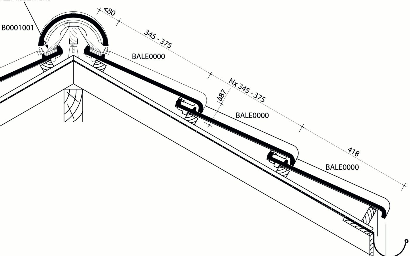Alegra 10 SE - Lengtedoorsnede dak ter hoogte van vorst