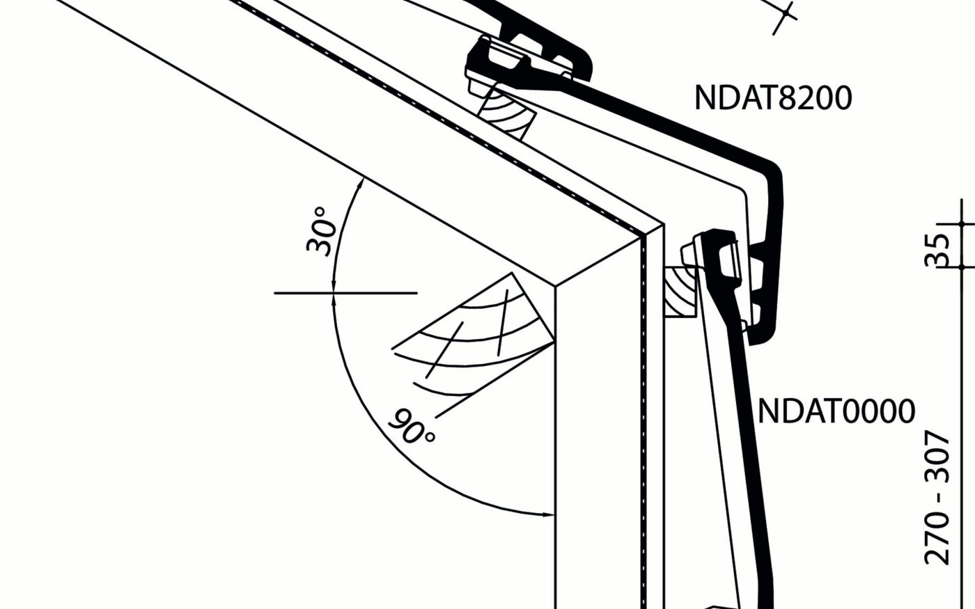 Datura - Lengtedoorsnede dak ter hoogte van knikpan