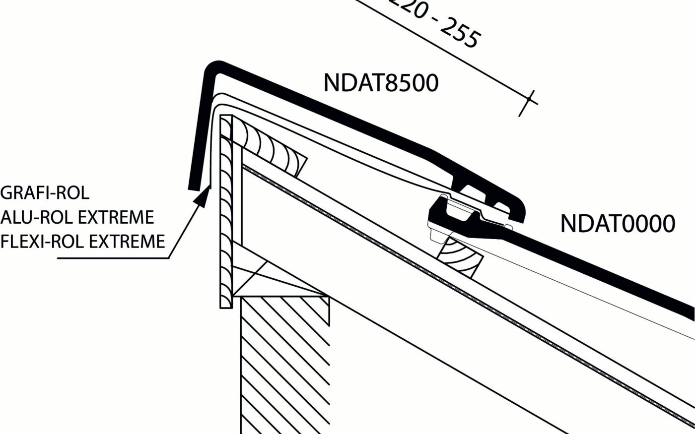 Datura - Lengtedoorsnede dak ter hoogte van haakvorst