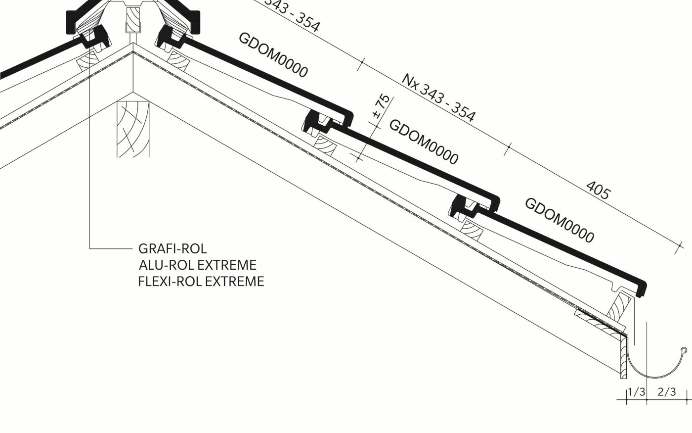 Creaton Domino : Lengtedoorsnede_dak_thv_hoekige_vorst_PD