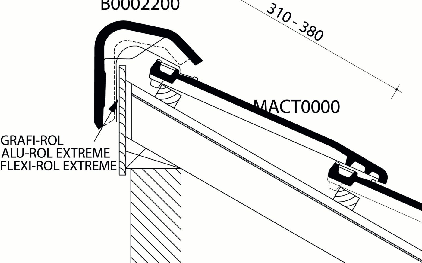 Actua 10 LT - Lengtedoorsnede dak ter hoogte van haakvorst