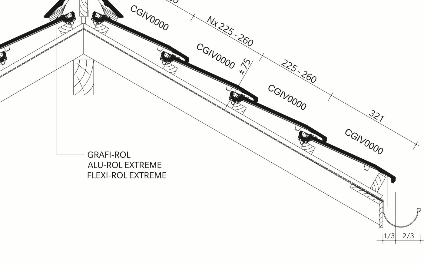 TERREAL Giverny : Lengtedoorsnede_dak_thv_vorst
