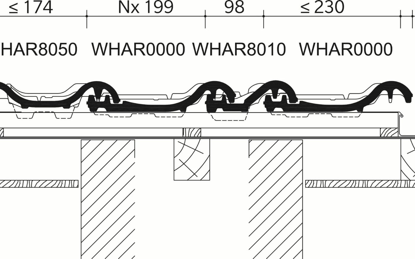 Creaton Harmonie : Dwarsdoorsnede_dak_thv_pan_dubbele_wel
