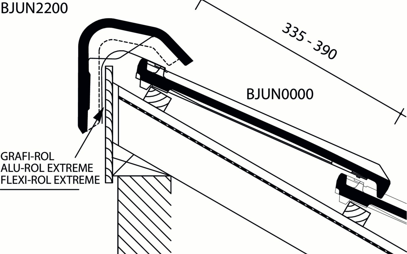 Jura Nova - Lengtedoorsnede dak ter hoogte van haakvorst