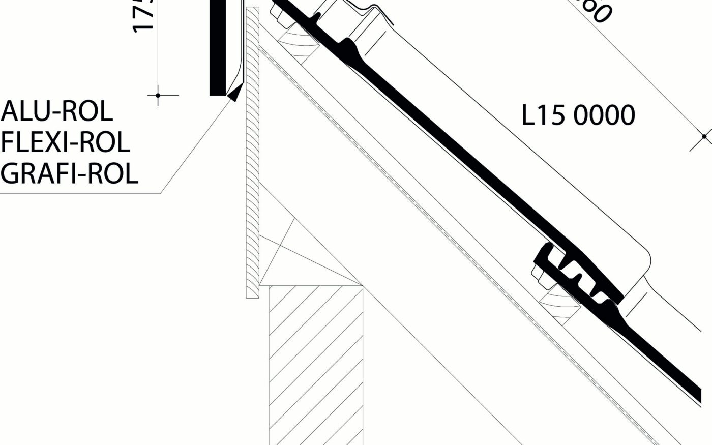 L15 - Lengtedoorsnede dak ter hoogte van haakvorst