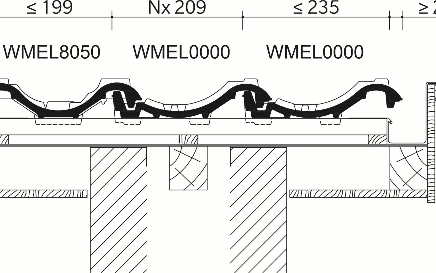 Creaton Melodie : Dwarsdoorsnede_dak_thv_pan_dubbele_wel