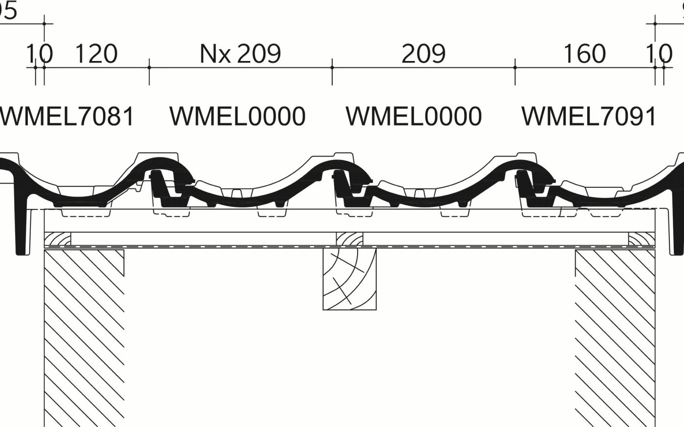 Creaton Melodie : Dwarsdoorsnede_dak_thv_gevelpannen