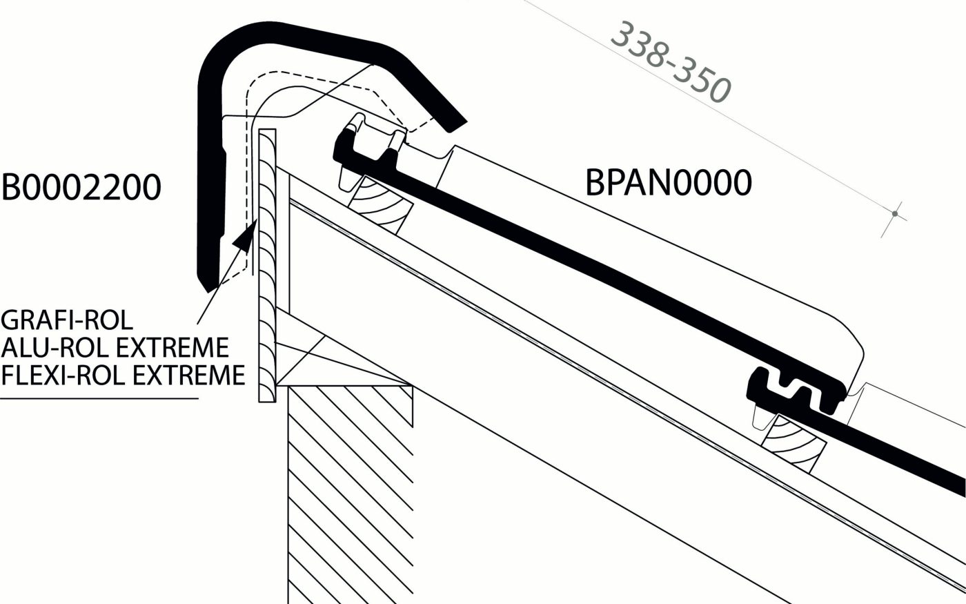 Panne - Lengtedoorsnede dak ter hoogte van haakvorst