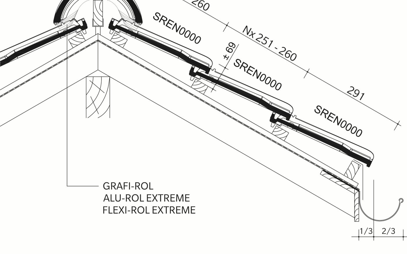 TERREAL Renaissance Evo : Lengtedoorsnede_dak_thv_vorst