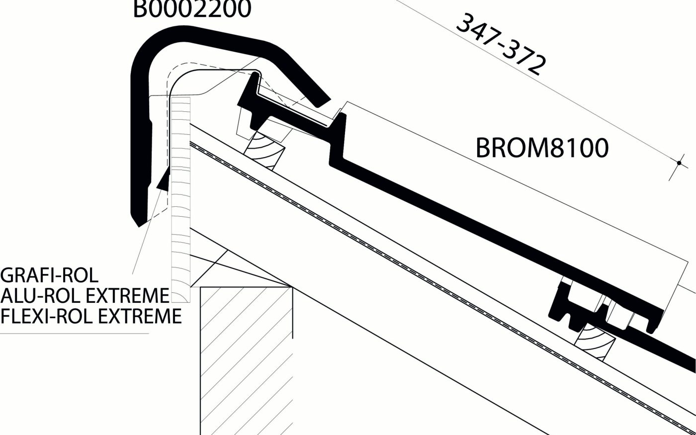 Romane - Lengtedoorsnede dak ter hoogte van haakvorst