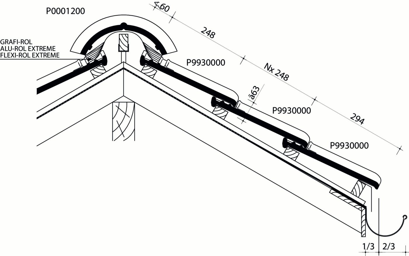 Stormpan 993 : Lengtedoorsnede_dak_thv_vorst
