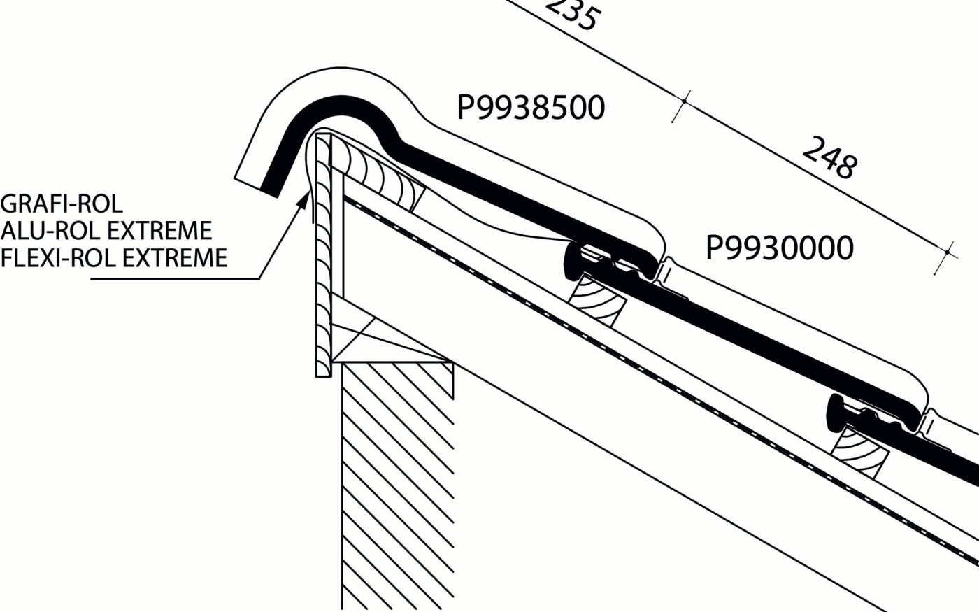 Stormpan 993 :  Lengtedoorsnede_dak_thv_haakvorst