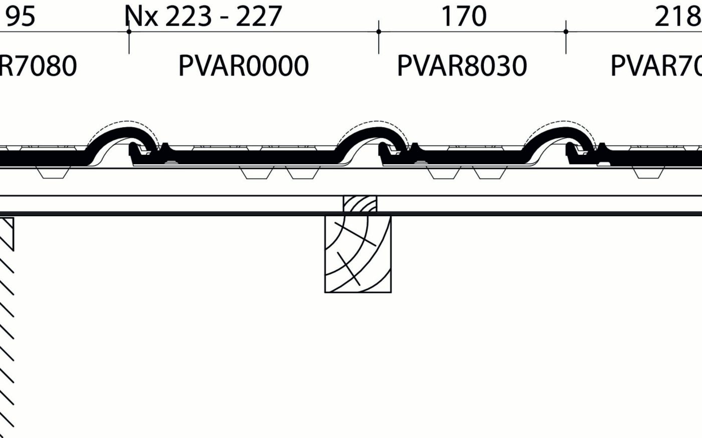 Vario 18 - Dwarsdoorsnede dak ter hoogte van de gevelpannen