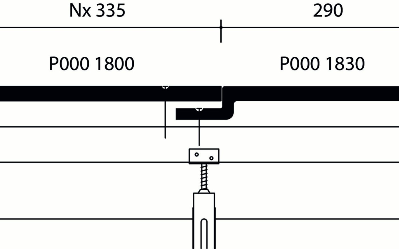 Tegelpan 301 - Dwarsdoorsnede dak ter hoogte van vorst
