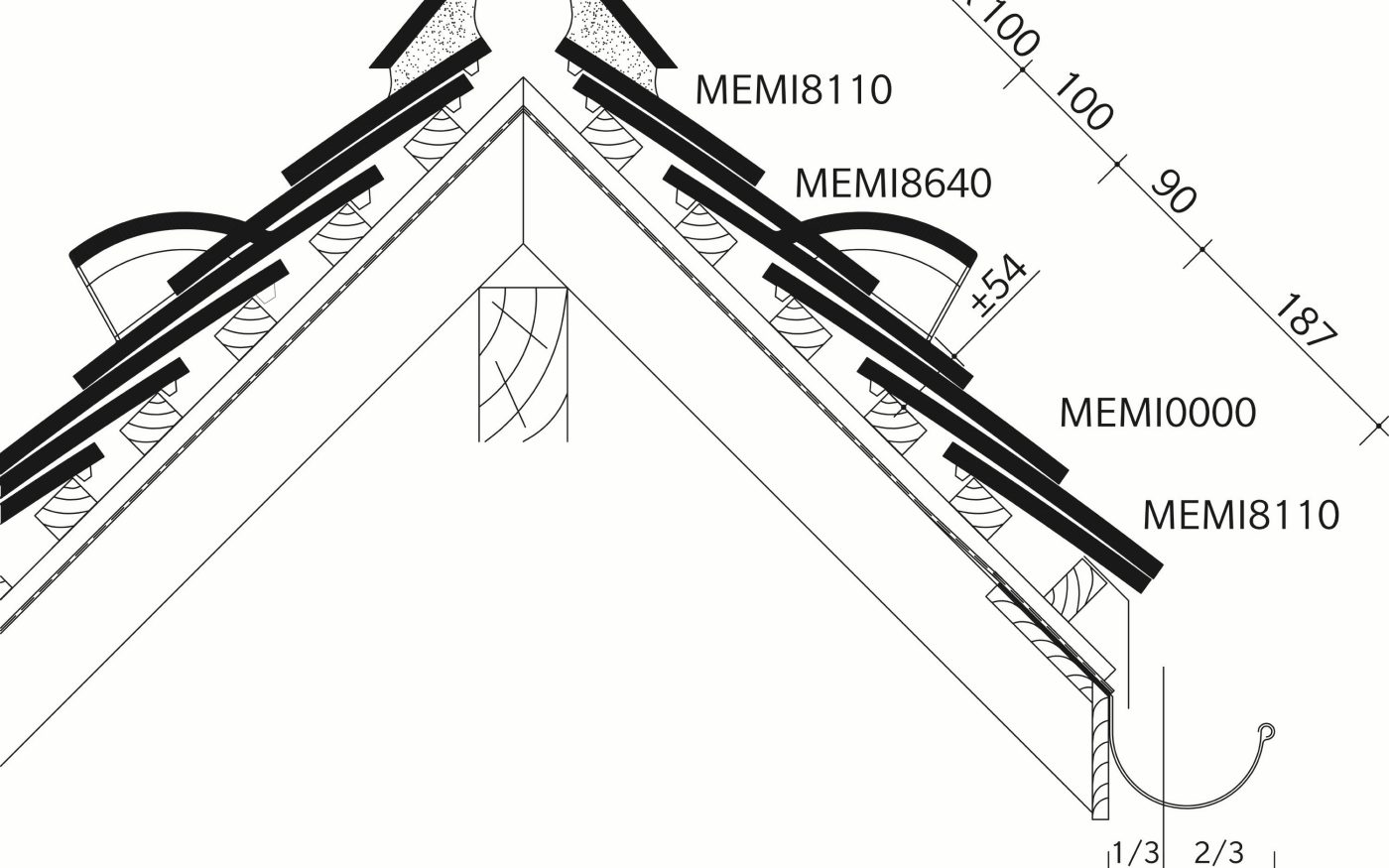 TERREAL Éminence : Lengtedoorsnede_dak_thv_vorst_ingemorteld