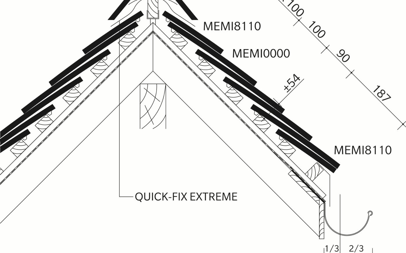 TERREAL Éminence : Lengtedoorsnede_dak_thv_vorst_met_Quick-fix Extreme