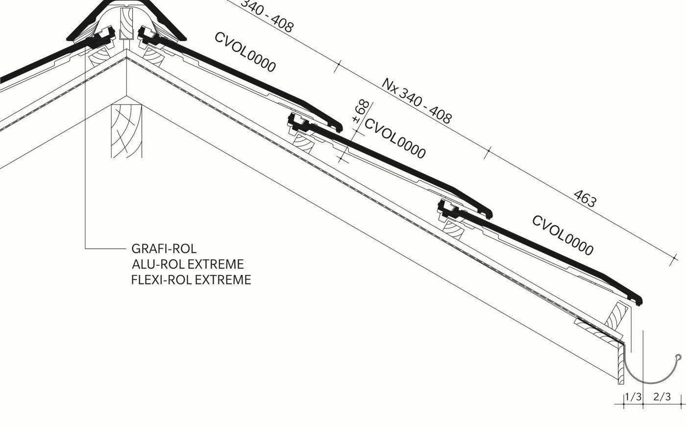 TERREAL Volnay : Lengtedoorsnede_dak_thv_vorst