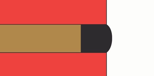 2D drawing of a bucket‑handle joint