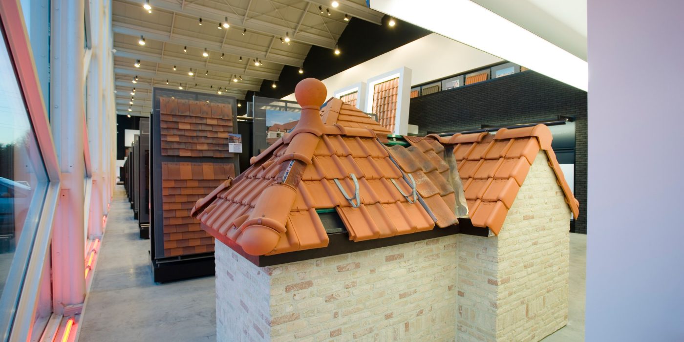 Mock-up roof in showroom Londerzeel