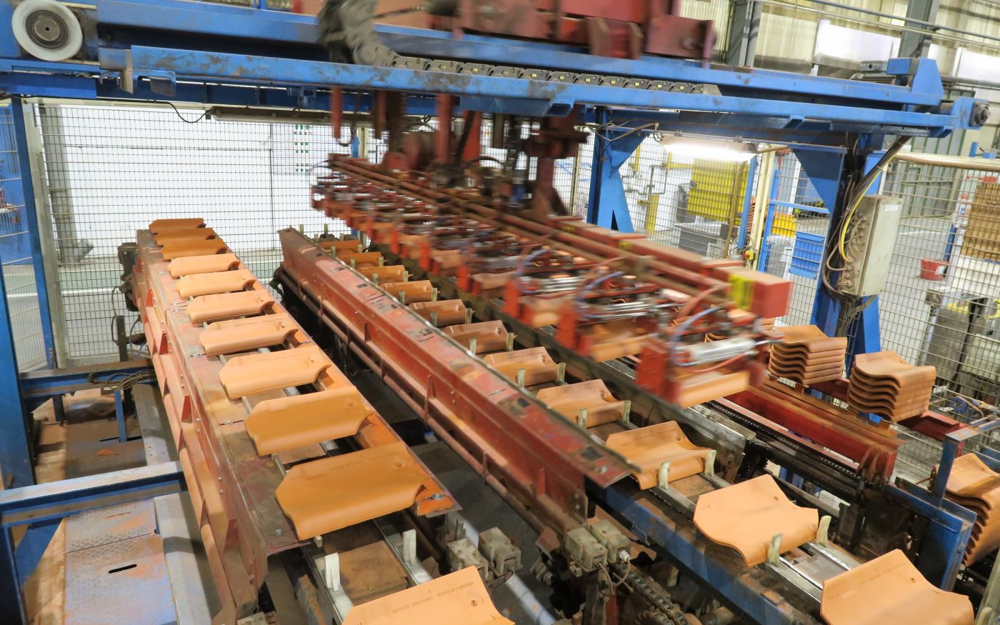 Photography of production of tiles