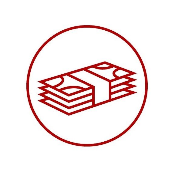 Icon with bundle of banknotes, money, cash, cost, TCO