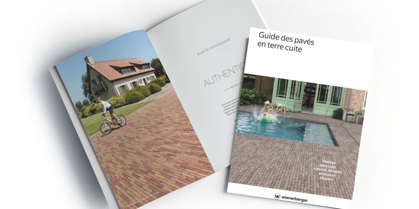 Open and closed blank brochures on grey background, top view. Mock up for design