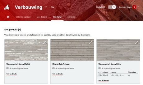 Produits attribués durant la visite du showroom