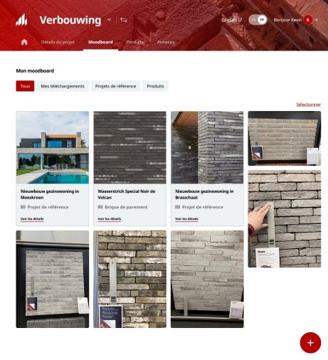 Projets de référence dans le moodboard