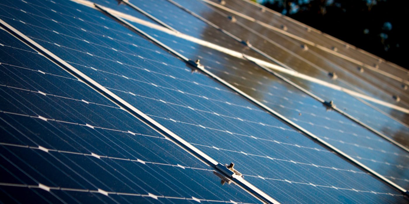 Solar panels on a pitched roof