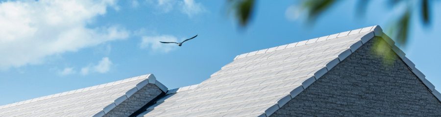 Toiture d'une nouvelle construction maison familiale à Bruges avec les tuiles Actua 10 Blanc titane