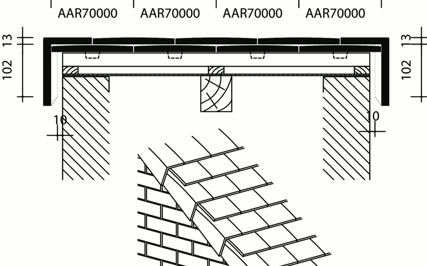 Tuile plate Aleonard - Plan de pose transversale de la toiture au niveau de la tuile de rive