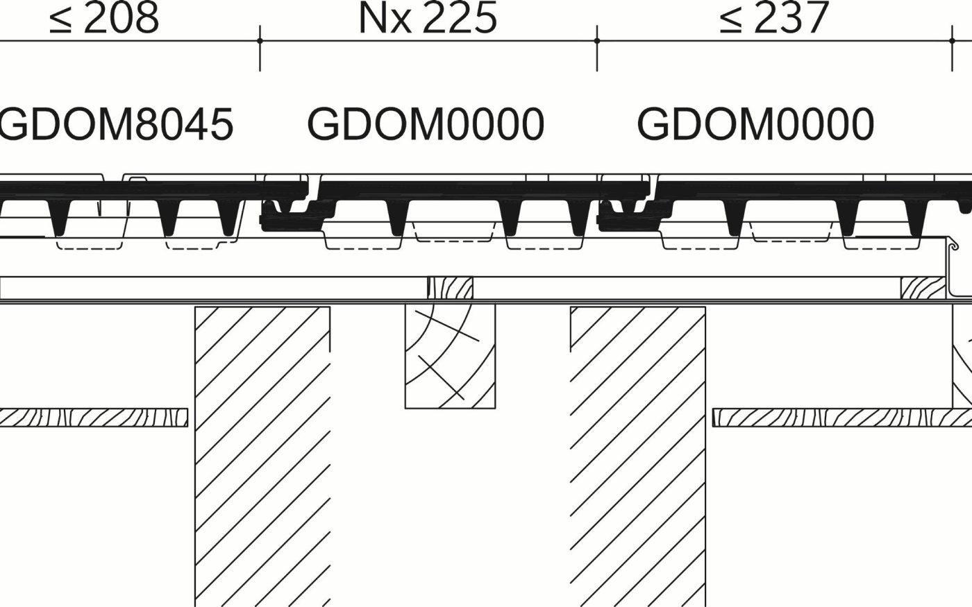 Creaton Domino : Section transversale_tuile sans emboîtement