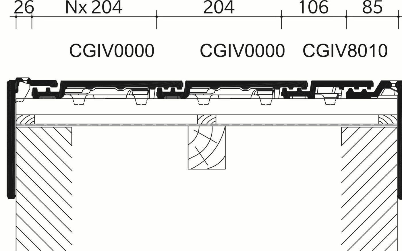 TERREAL Giverny : Section transversale_tuiles de rive