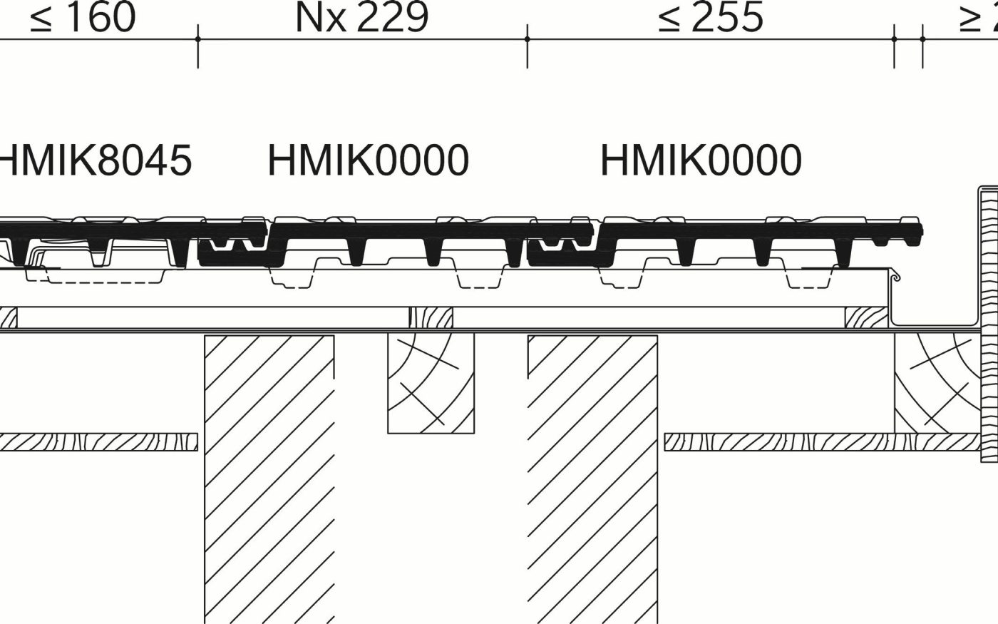 Creaton Mikado : Section transversale_tuile sans emboîtement