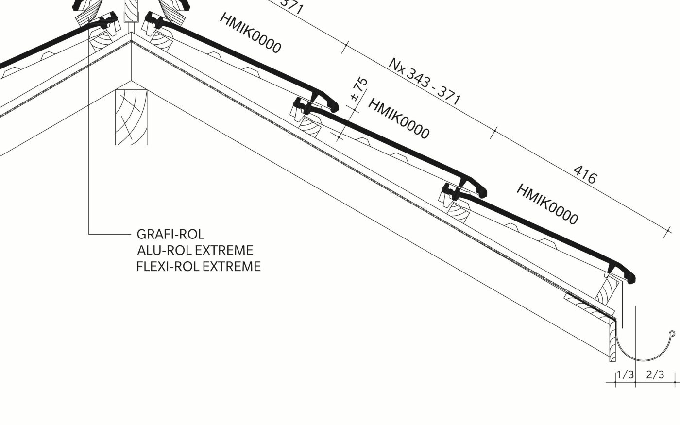 Creaton Mikado : Section longitudinale_faîtière angulaire