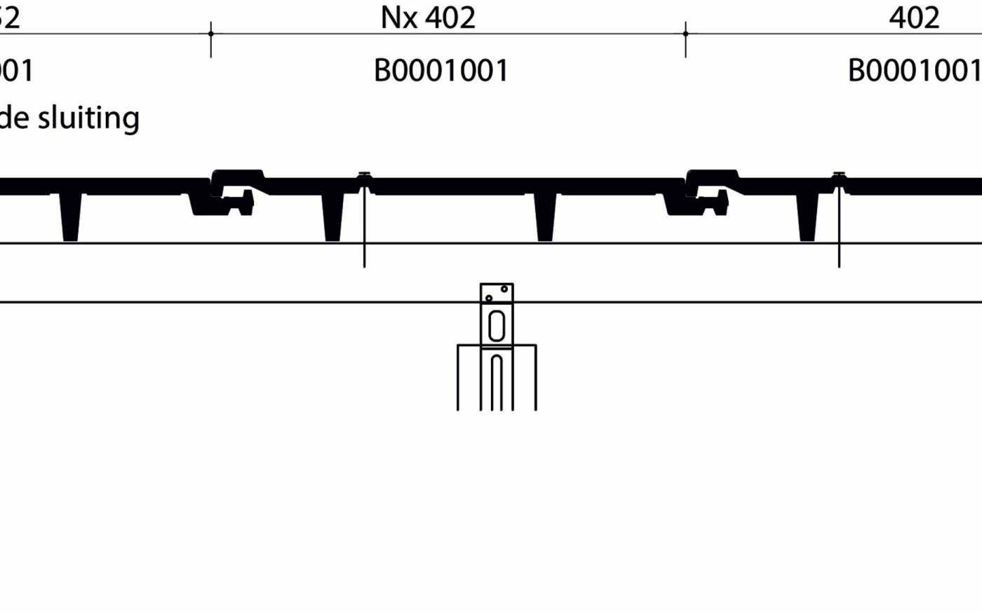 Panne - Plan de pose transversale de la toiture au niveau de la faîtière