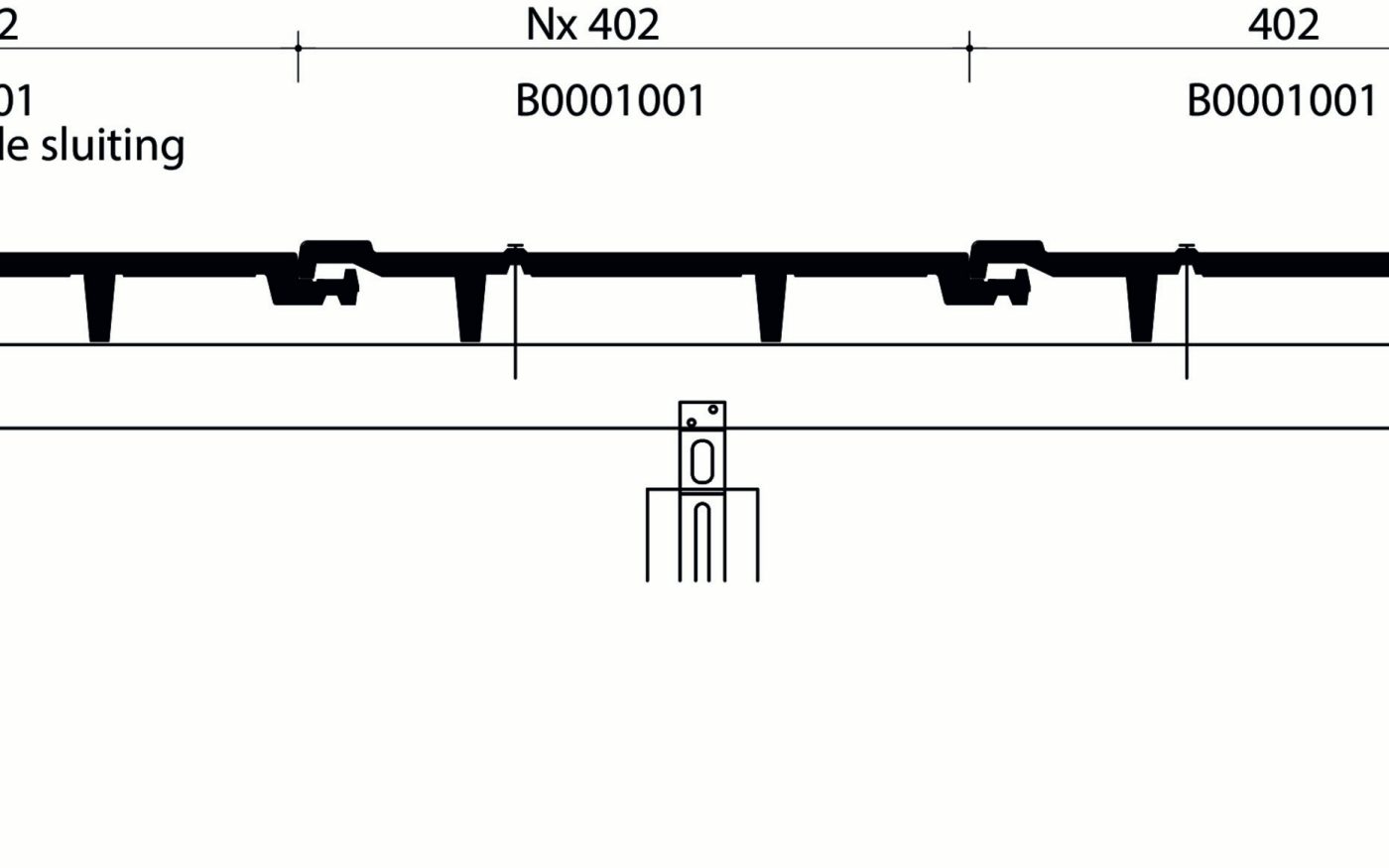 Romane - Plan de pose transversale de la toiture au niveau de la faîtière