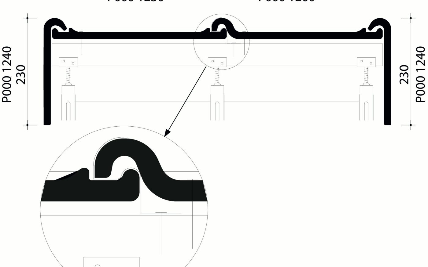 Vario 18 - Plan de pose transversale de la toiture au niveau de la faîtière