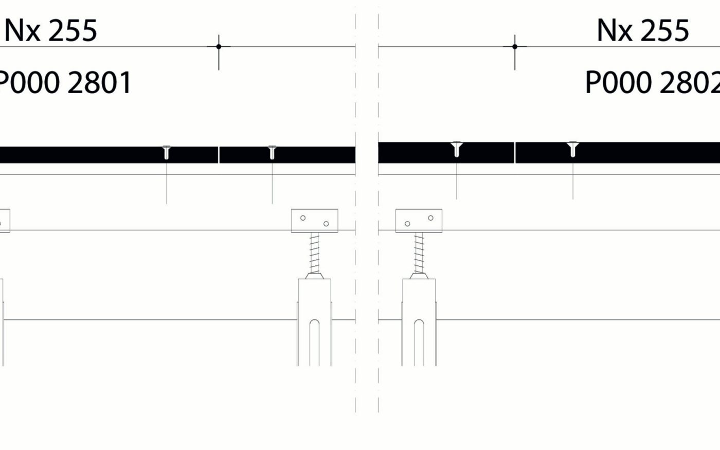 Elfino : plan de pose transversale au niveau de la faîtière 2801-2802