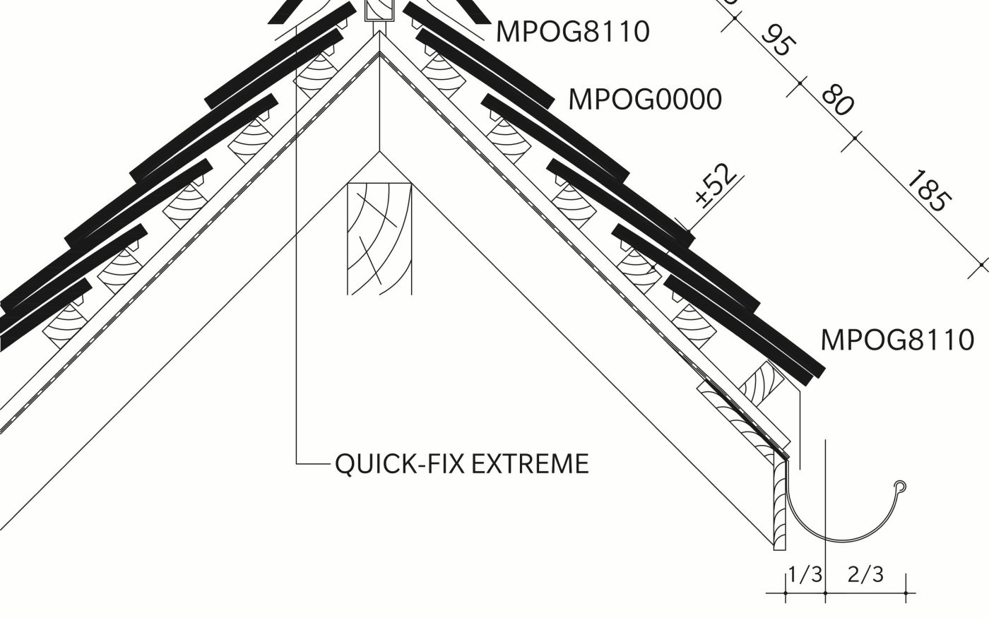 TERREAL Plate Origine : Section longitudinale_faîtiere_Quickfix Extreme