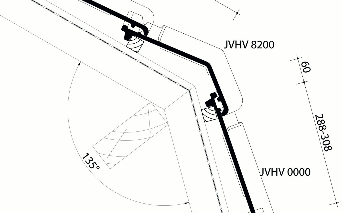 VHV Klassiek  - Plan de pose longitudinale de la toiture au niveau de la tuile membron