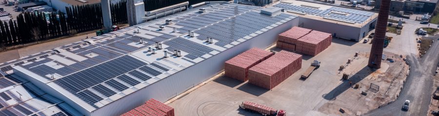 Air photo of plant Rumst with solar panels on roof