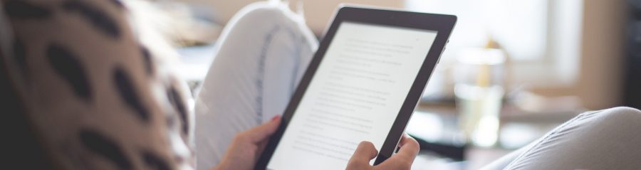 Woman working on tablet
