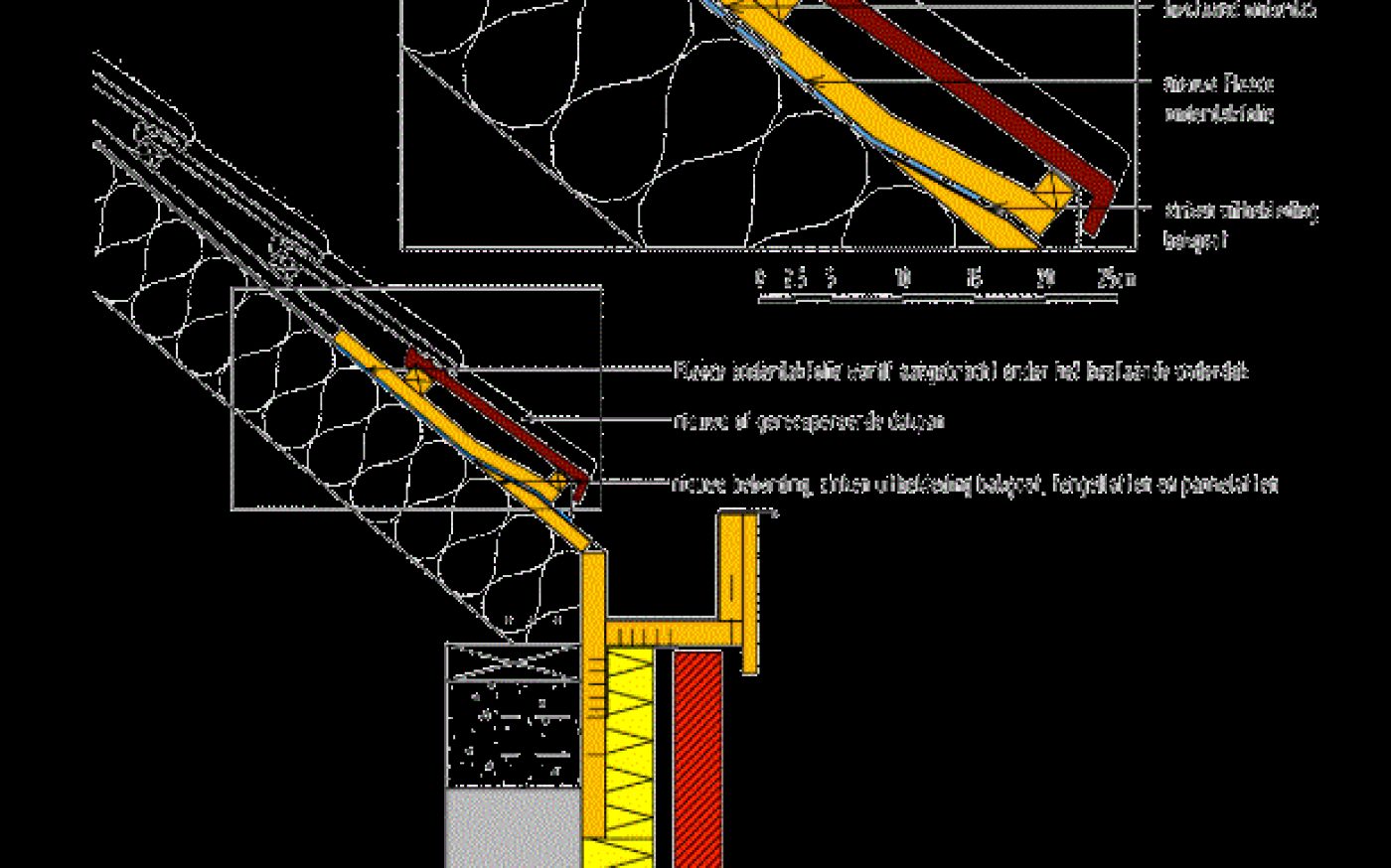 Dak zonder oversteek - bredere kroonlijst zonder binnenaanpassingen