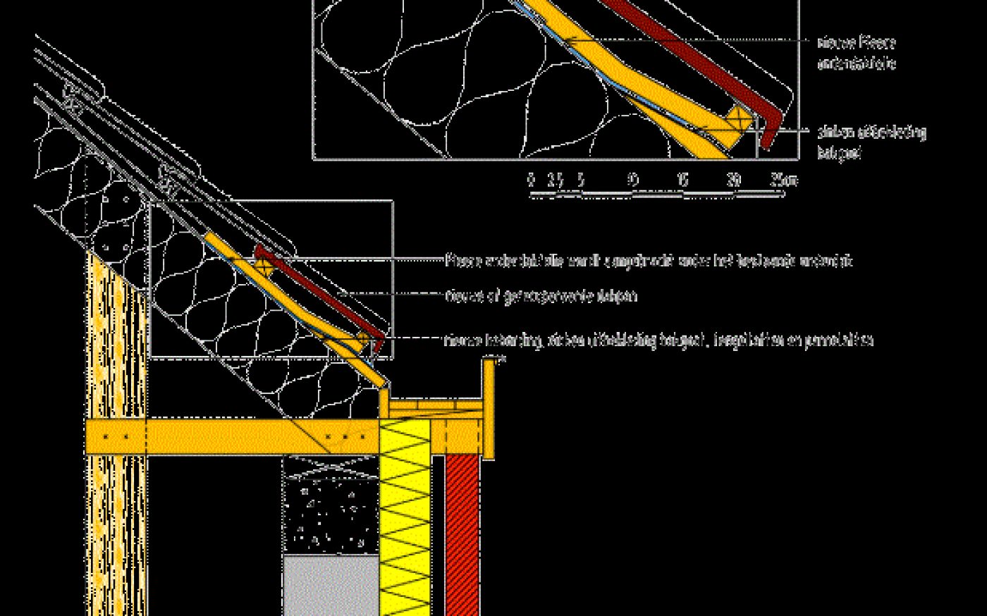 Dak zonder oversteek - bredere kroonlijst met binnenaanpassingen