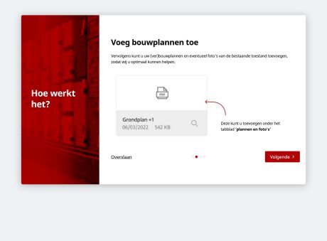 Voeg uw eventuele digitale bouwplannen toe